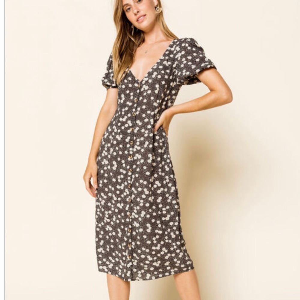 Amuse Society Midi Woven Floral Dress Boho
